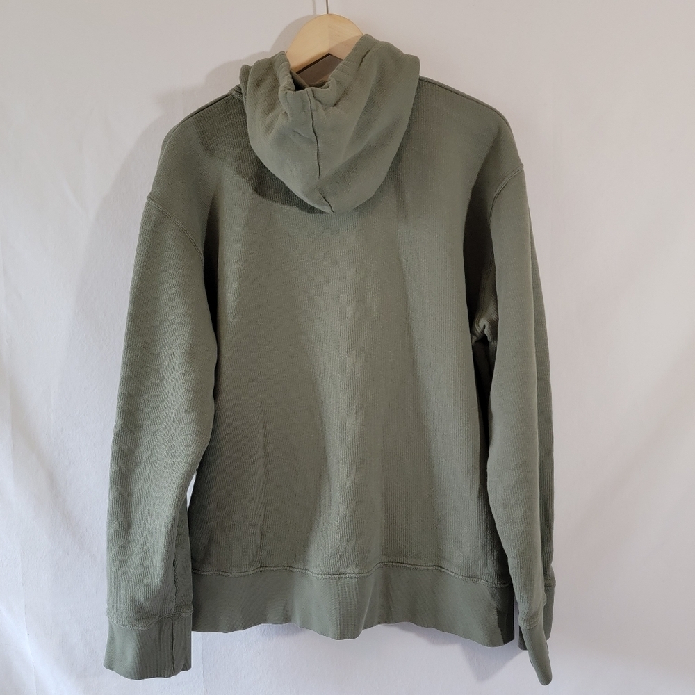 Folk Men's Green Hoodie Sz 5/XL 100% Organic Cotton Waffle Knit Old Money EUC - Picture 2 of 12